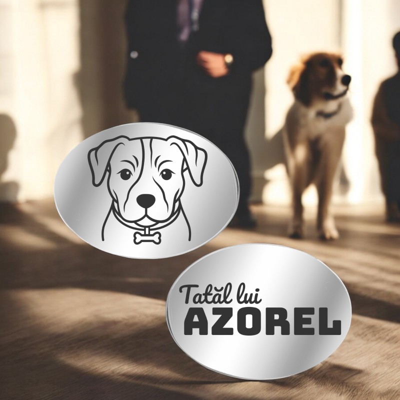 Butoni personalizati Oval Inox Argintiu Iubitor de animale