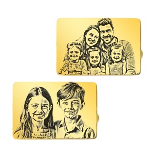 Butoni personalizati Dreptunghi Inox Auriu Poze