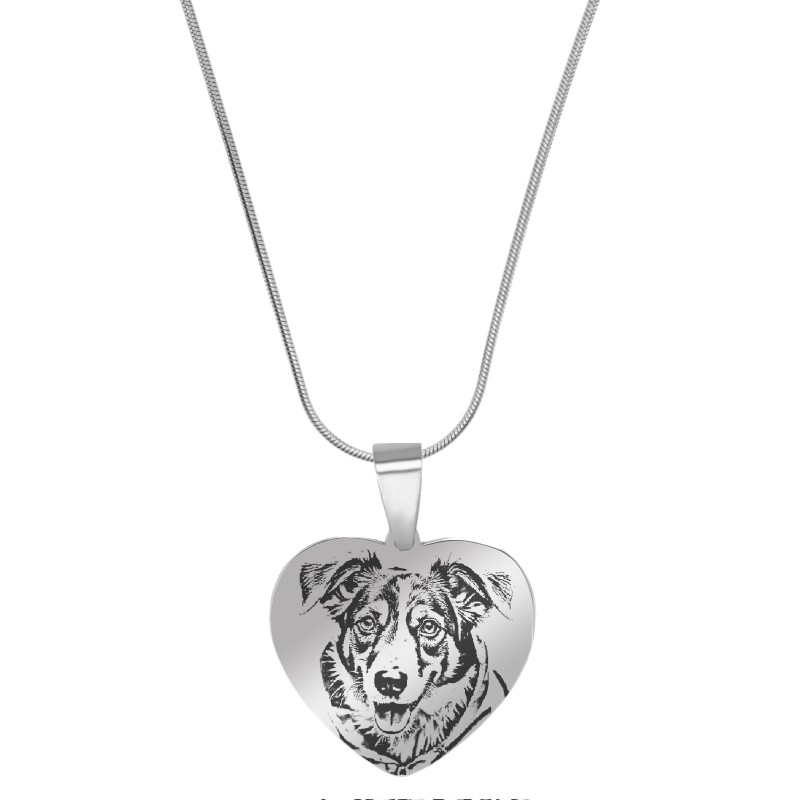 Colier Personalizat Inima Mica Inox Argintiu Lantisor Tub Poza Pisica Catel