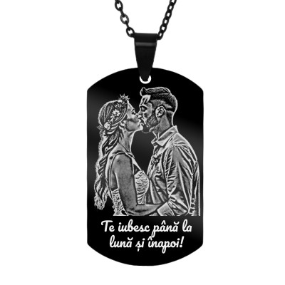 Colier Personalizat Army Inox Negru Poza