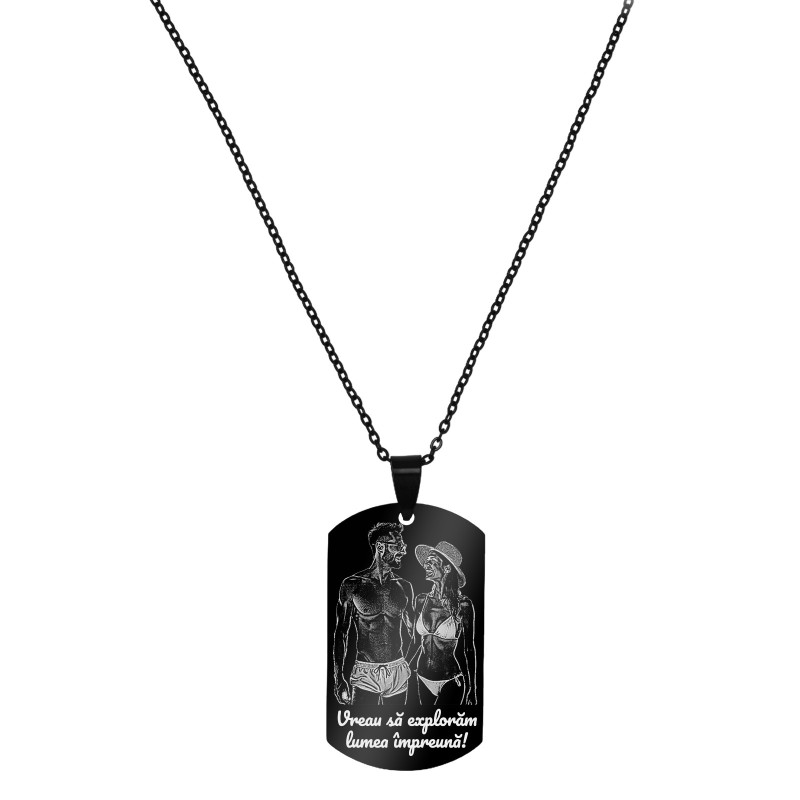                  Colier Personalizat Army Inox Negru Poza
               
