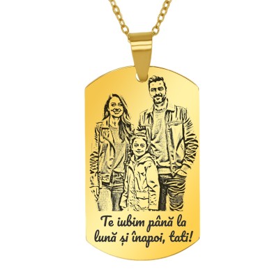 Colier Personalizat Army Inox Auriu Poza