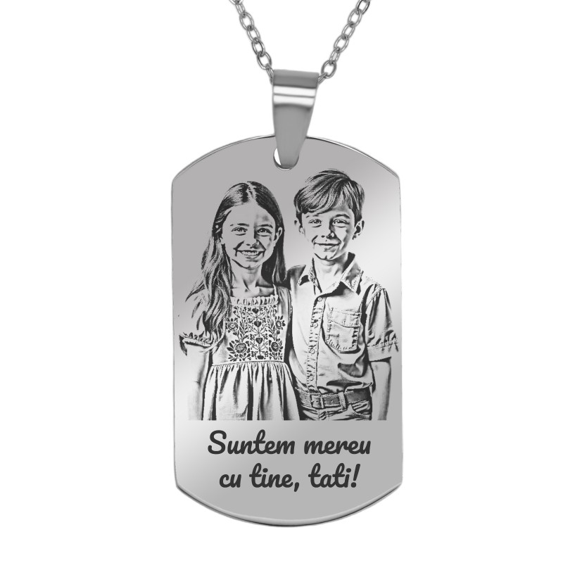 Colier Personalizat Army Inox Argintiu Poza