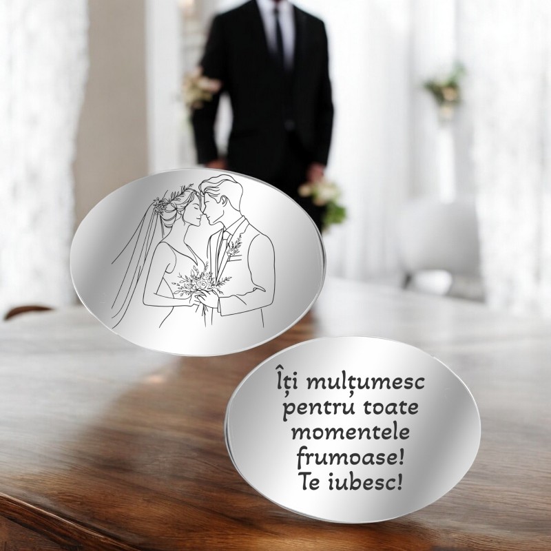 Butoni personalizati Oval Inox Argintiu Eveniment