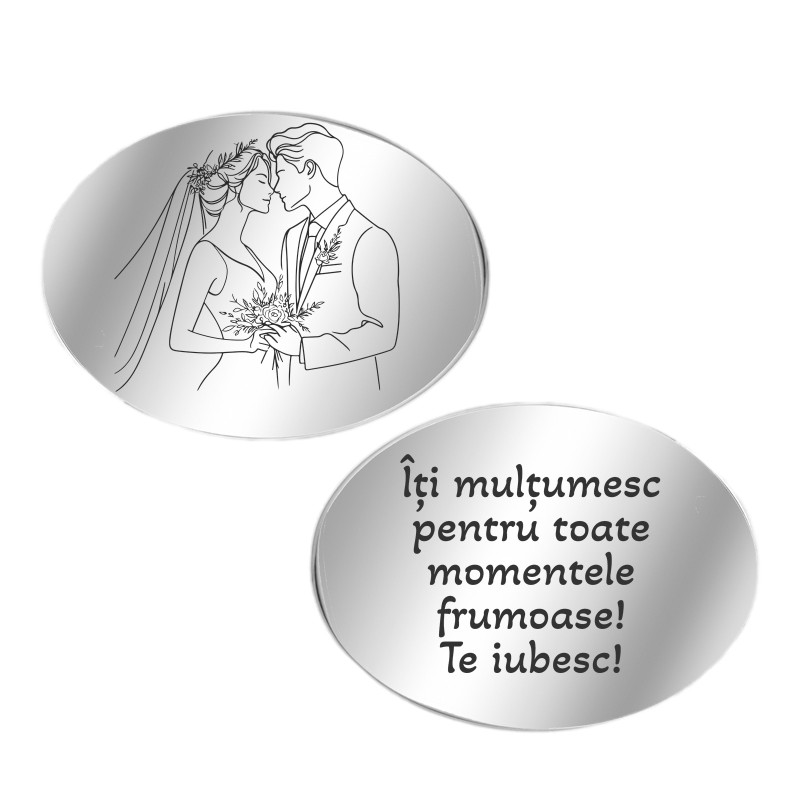 Butoni personalizati Oval Inox Argintiu Eveniment