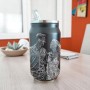 Termos Personalizat Doza cu Pai Inox Negru Poza si Mesaj
