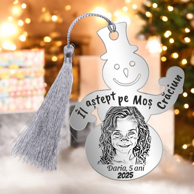                  Decoratiune Personalizata Craciun Om Zapada Inox Argintiu Poza
               