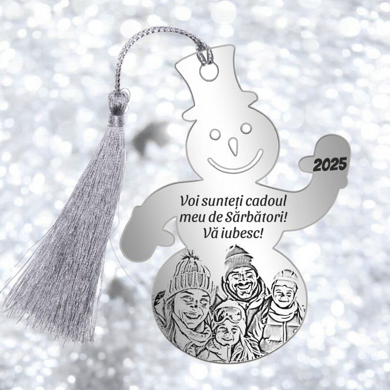                  Decoratiune Personalizata Craciun Om Zapada Inox Argintiu Mesaj Poza
               