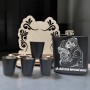 Set Cadou Pahare si Sticla de buzunar Personalizata Inox Negru 200ml Poza si Mesaj