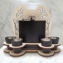 Set Cadou Pahare si Sticla de buzunar Personalizata Inox Negru 200ml Poza si Mesaj