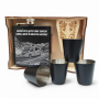 Set Cadou Pahare si Sticla de buzunar Personalizata Inox Negru 200ml Poza si mesaj