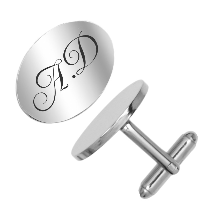                  Butoni personalizati Oval Inox Argintiu Initiale
               