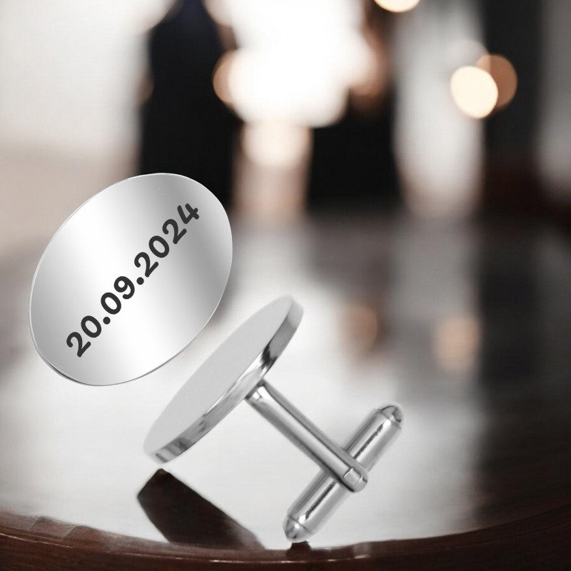 Butoni personalizati Oval Inox Argintiu Data