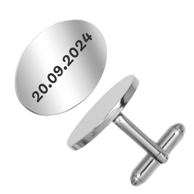 Butoni personalizati Oval Inox Argintiu Data