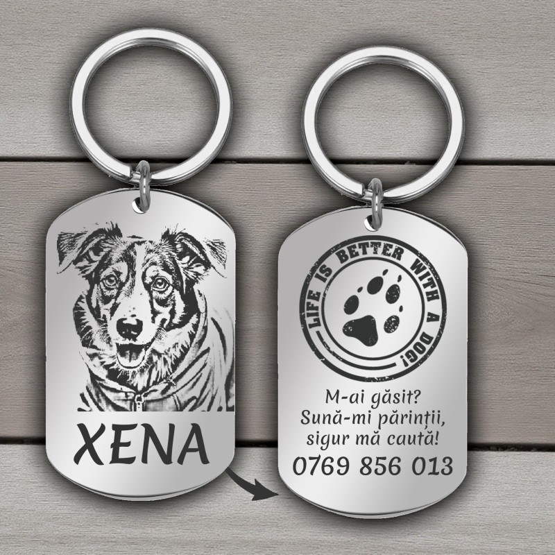 Medalion Personalizat Army Inox Argintiu Poza Mesaj Telefon