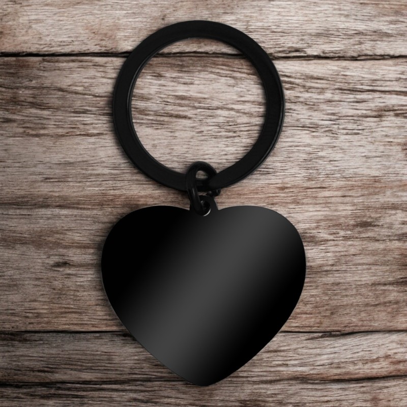 Medalion Personalizat Inima Inox Negru Desen Nume Telefon