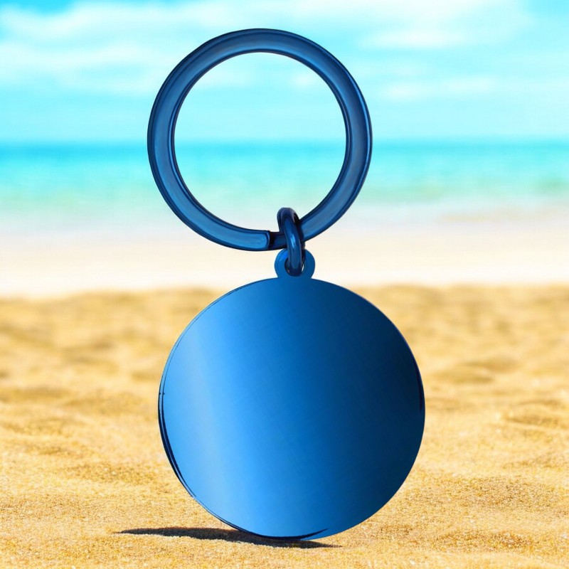                  Medalion Personalizat Banut Inox Albastru  Poza Nume Mesaj Telefon
               