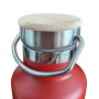 Termos Personalizat Capac Bambus Inox Albastru Simbol Nume si Mesaj