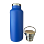 Termos Personalizat Capac Bambus Inox Albastru Simbol Nume si Mesaj