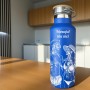 Termos Personalizat Capac Bambus Inox Albastru Poza sau Mesaj