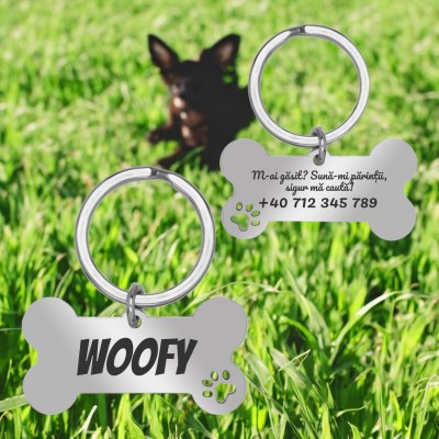 Medalion  Personalizat Os Inox Argintiu Tag Caine