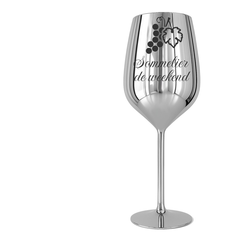                  Pahar Vin Personalizat Inox Argintiu Somelier de Weekend
               