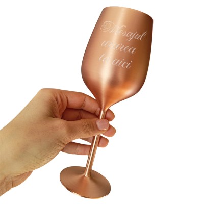 Pahar Vin Personalizat Inox Satin Rose Gold Mesajul Tau