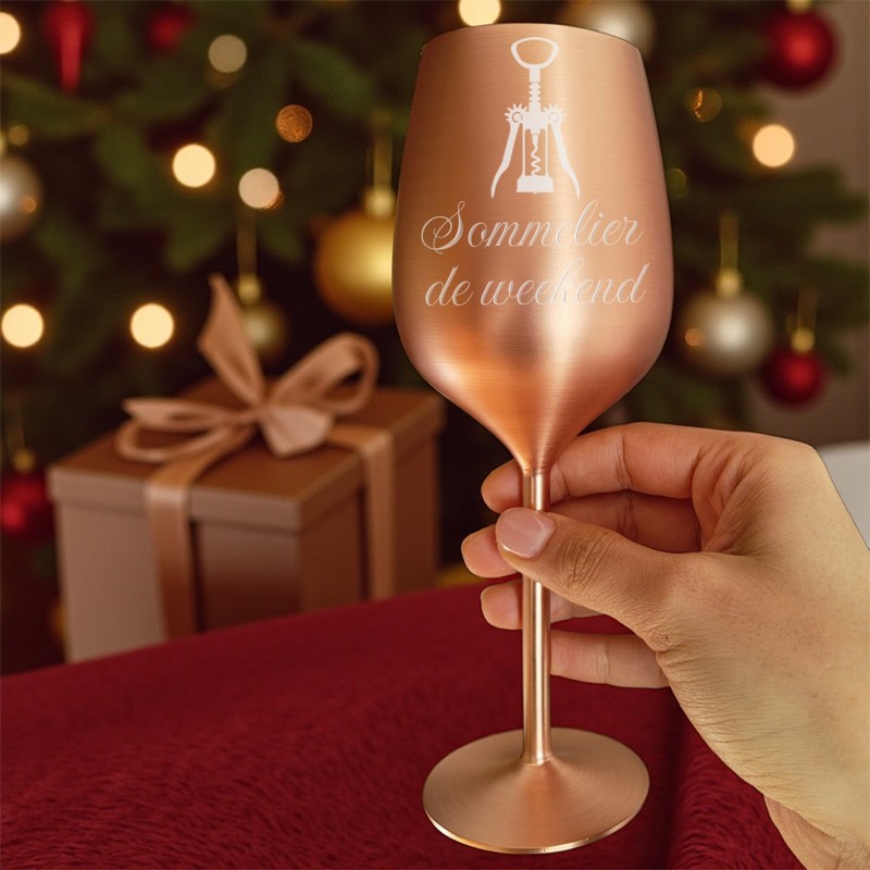                  Pahar Vin Personalizat Inox Satin Rose Gold Somelier de Weekend
               