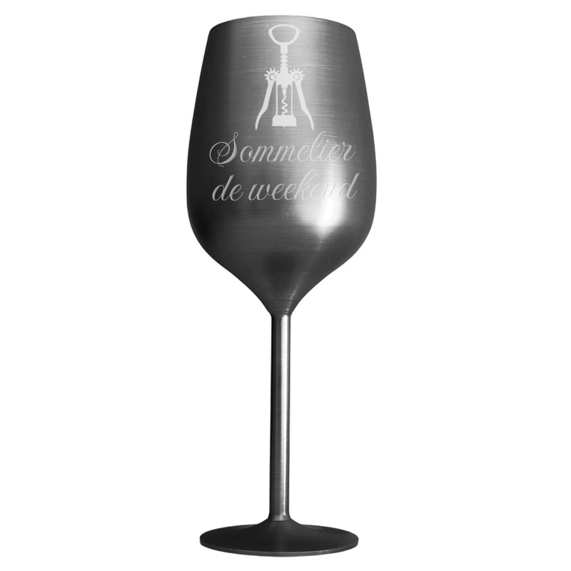 Pahar Vin Personalizat Inox Negru Satin Somelier de Weekend