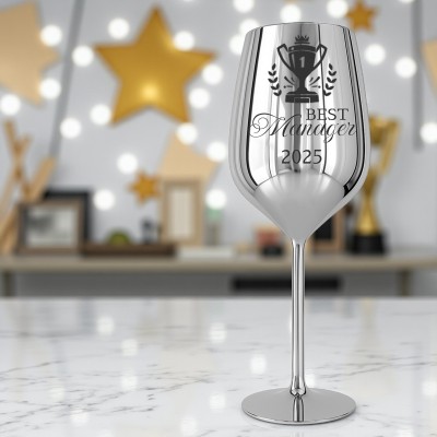 Pahar Vin Personalizat Inox Argintiu Campion