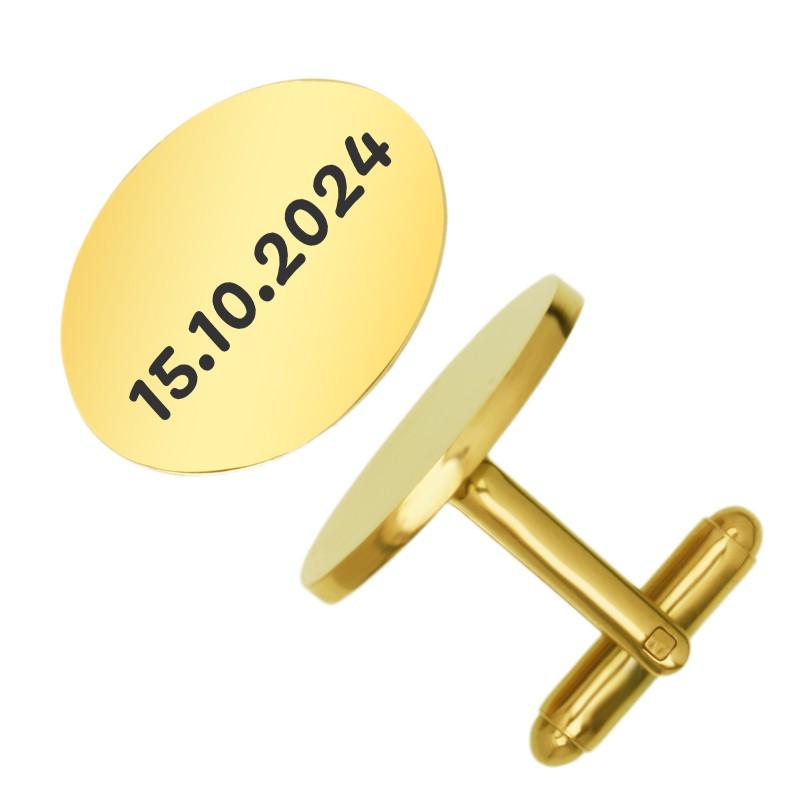 Butoni personalizati Oval Inox Auriu Data