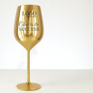 Pahar Vin Personalizat Inox Auriu Logo Companie