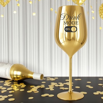 Pahar Vin Personalizat Inox Auriu Mode On