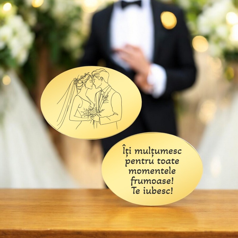 Butoni personalizati Oval Inox Auriu Eveniment