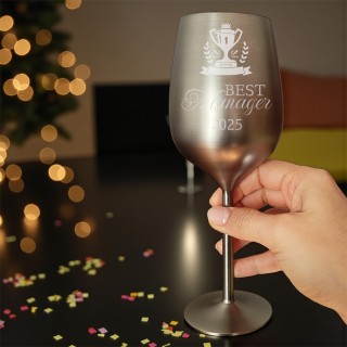 Pahar Vin Personalizat Inox Negru Satin Campion