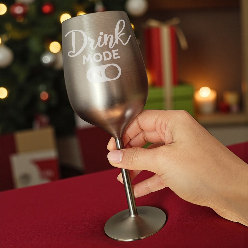 Pahar Vin Personalizat Inox Negru Satin Mode On