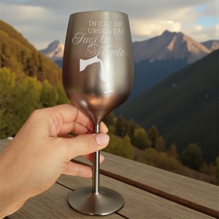 Pahar Vin Personalizat Inox Negru Satin Sticla Vin