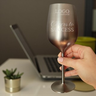 Pahar Vin Personalizat Inox Negru Satin Logo Companie