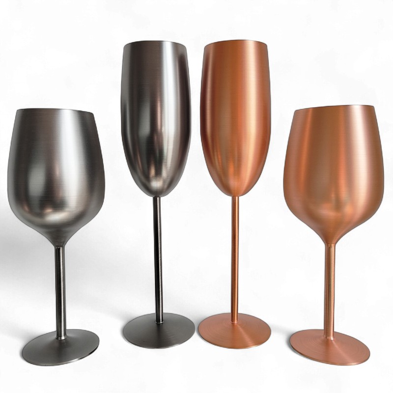 Pahar Vin Personalizat Inox Rose Gold Satin Dedicatie Motive Sarbatori