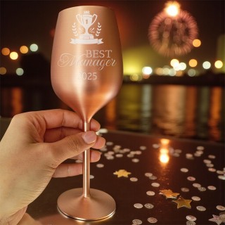 Pahar Vin Personalizat Inox Rose Gold Satin Campion