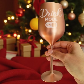 Pahar Vin Personalizat Inox Rose Gold Satin Mode On