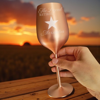 Pahar Vin Personalizat Inox Rose Gold Satin Legenda se Pensioneaza