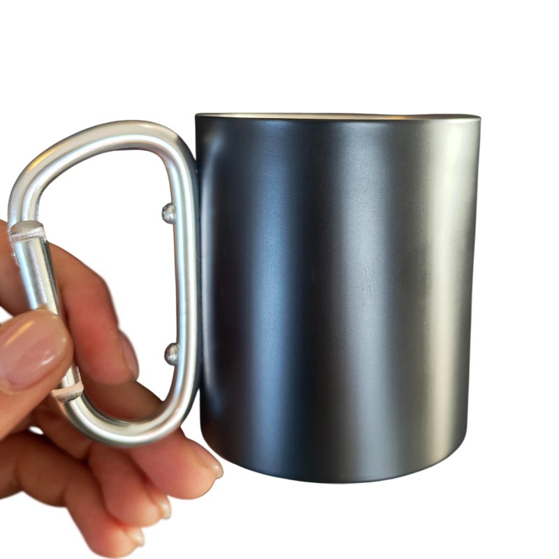                  Cana cu Carabiniera Inox Negru Mat Mai Muncim si noi azi
               