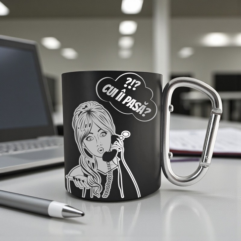                  Cana cu Carabiniera Inox Negru Mat Cui ii Pasa
               