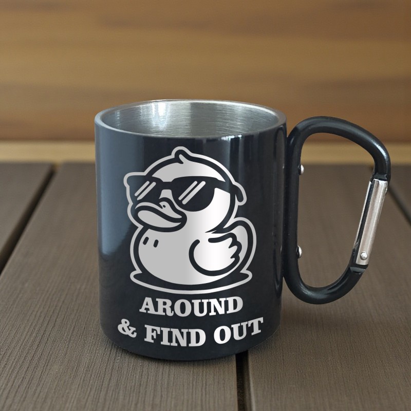                  Cana cu Carabiniera Inox Negru Duck Around & Find Out
               