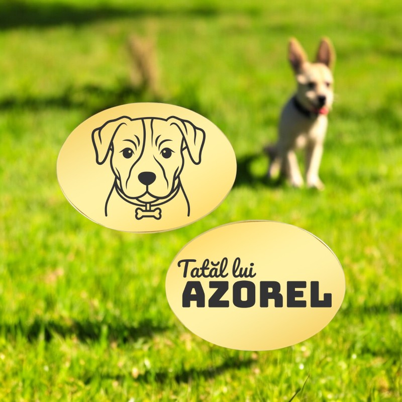 Butoni personalizati Oval Inox Auriu Iubitor de animale
