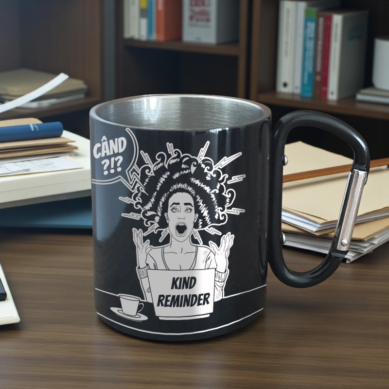 Cana cu Carabiniera Inox Negru Kind Reminder