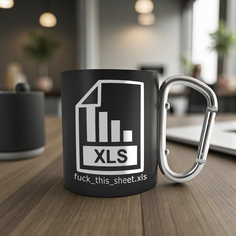                  Cana cu Carabiniera Inox Negru Mat F**k This Sheet
               