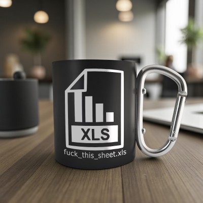 Cana cu Carabiniera Inox Negru Mat F**k This Sheet