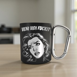Cana cu Carabiniera Inox Negru Mat Veni Vidi F**kit